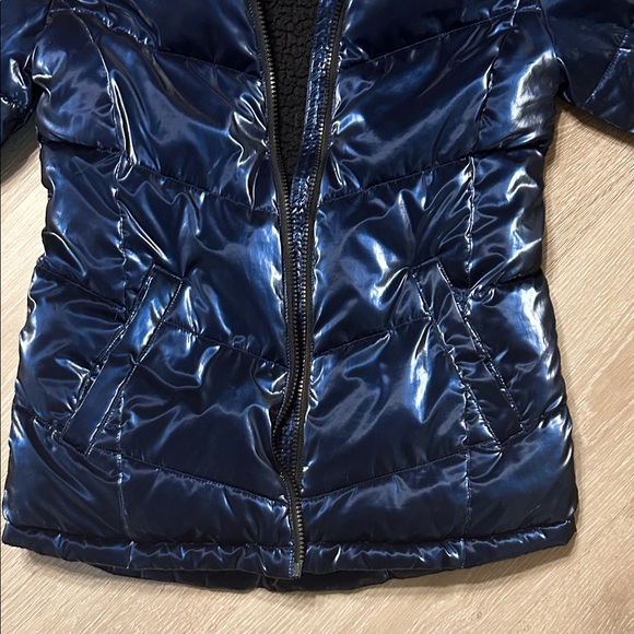 Justice Blue Metallic Sherpa Lined Puffer Jacket - Picture 6 of 8